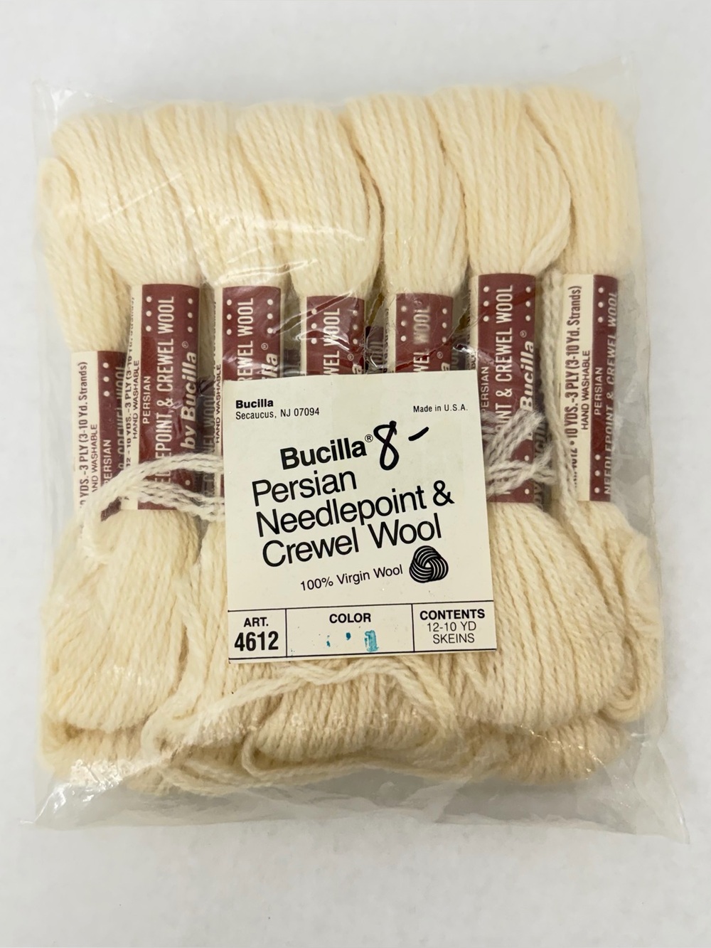 VTG Bucilla Persian Needlepoint and Crewel 100% Virgin Wool. Color lot 1.